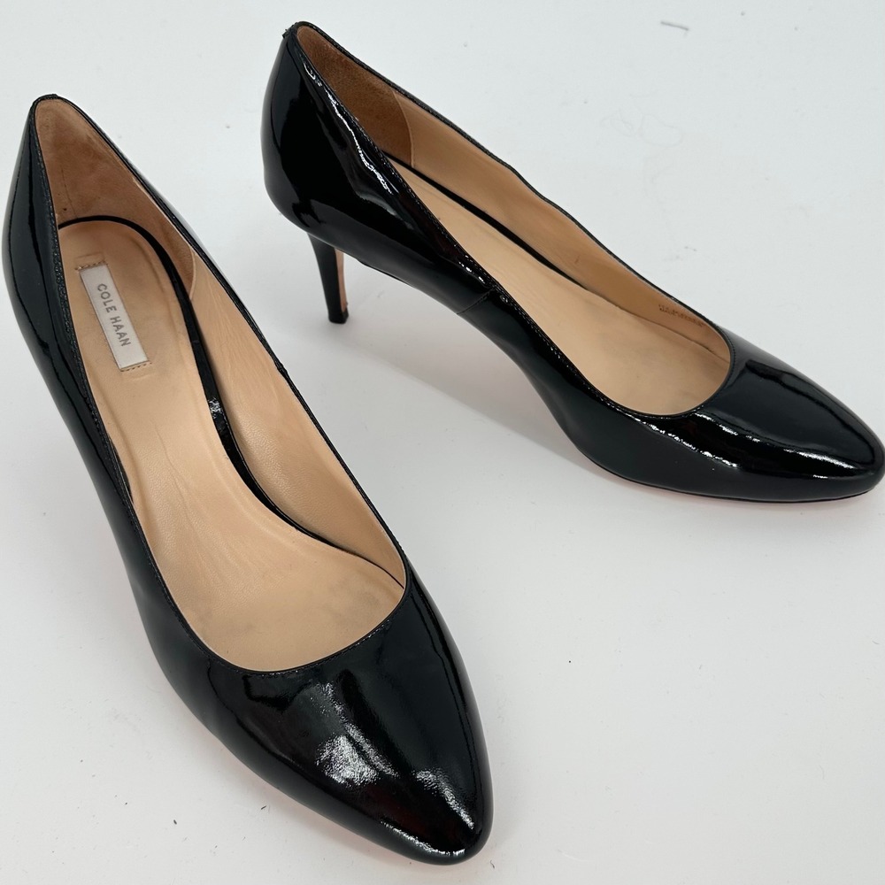 Cole Haan Black Patent Leather Almond Toe 3 in Pumps Heels 11B
